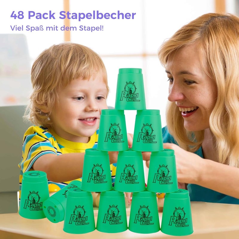 yeesport Sport Stacking Cups, 48pcs Sports Stacking Cups Sport Training Games for Travel Party Challenge Competition Gift for Kids and Adults (Blue+Green+Orange+Purple) - Image 2